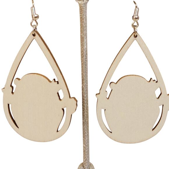 Easter Basket Earrings‎ Eggs Flowers Wooden Dangle Springtime Novelty Jewelry - Picture 3 of 4